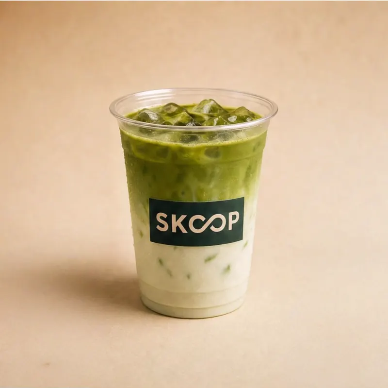 SKOOP iced matcha latte cup